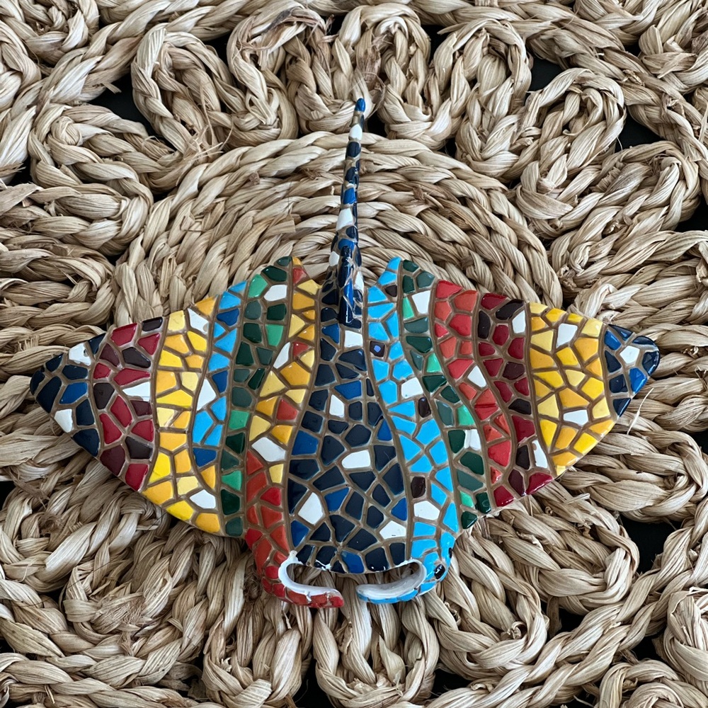 Barcino Colorful Mosaic Manta Ray Decor NIB